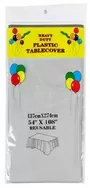 Grey Silver Plastic Tablecloth Table Cover