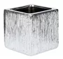 6cm Square Ceramic Votive Candle Plant Holder Silver