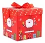 Medium Christmas Gift Box With Santa Claus And Presents Design 15x15x15cm