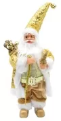 30cm Gold And White Father Christmas Figurine With Bag Of Presents 1
