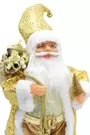 45cm Gold And White Father Christmas Figurine With Bag Of Presents 3