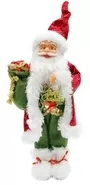45cm Red And Green Father Christmas Figurine With Bag Of Presents And Bells 1