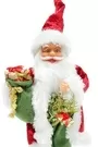 45cm Red And Green Father Christmas Figurine With Bag Of Presents And Bells 3