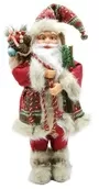 45cm Red And Green Father Christmas Figurine Ornament With Bag Of Presents And Wood And Berries 1