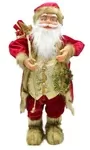 60cm Maroon And Gold Father Christmas Figurine With Bag Of Presents And Wreath 1