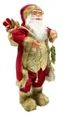 60cm Maroon And Gold Father Christmas Figurine With Bag Of Presents And Wreath 2