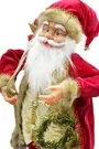 60cm Maroon And Gold Father Christmas Figurine With Bag Of Presents And Wreath 3