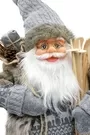 60cm Grey And Brown Father Christmas Figurine Ornament With Bag Of Presents And Snow Skis 4