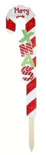 Candy Cane Chrstmas Pick With Merry X Mas Design
