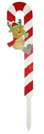 Candy Cane Chrstmas Pick With Reindeer Design