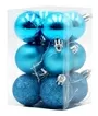4cm Baubles Turquoise Matte Glitter Shiny Assorted Pack Christmas Tree Hanging Ornament X12 Pieces 1