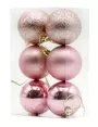 6cm Baubles Rose Gold Matte Glitter Shiny Assorted Pack Christmas Tree Hanging Ornaments X6 Pieces
