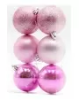 6cm Baubles Pink Matte Glitter Shiny Assorted Pack Christmas Tree Hanging Ornaments X6 Pieces