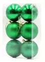 8cm Baubles Green Matte Glitter Shiny Assorted Pack Christmas Tree Hanging Ornament X6 Pieces
