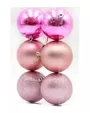 8cm Baubles Pink Matte Glitter Shiny Assorted Pack Christmas Tree Hanging Ornament X6 Pieces