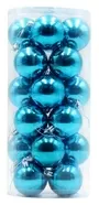 6cm Baubles Turquoise Shiny In Tube Christmas Tree Hanging Ornament X24 Pieces