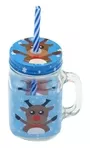 Drinking Jar With Straw 450ml Reindeer Design 2