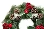 35cm Christmas Wreath With Berries Holly Pine Cones Apples And White Roses 2