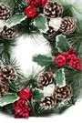 35cm Christmas Wreath With Berries Holly Pine Cones Apples And White Roses 3