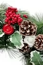35cm Christmas Wreath With Berries Holly Pine Cones Apples And White Roses 4