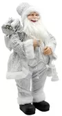 60cm Silver Father Christmas Figurine Ornament With Bag Of Presents And White Lantern 2
