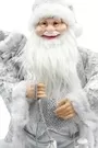 60cm Silver Father Christmas Figurine Ornament With Bag Of Presents And White Lantern 3