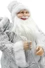 60cm Silver Father Christmas Figurine Ornament With Bag Of Presents And White Lantern 4