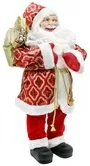 60cm Gold And Red Sequins Father Christmas Figurine Ornament With Bag Of Presents 2