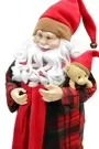 60cm Father Christmas Figurine Ornament In Red Tartan Pyjamas Holding A Teddy Bear 3
