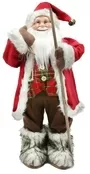60cm Red Tartan Father Christmas Figurine Ornament With Bag Of Presents And Wooden Walking Stick 1