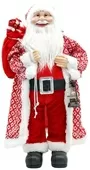 60cm Red And White Diamond Pattern Father Christmas Figurine Ornament With Bag Of Presents And Lantern 1