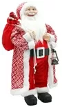 60cm Red And White Diamond Pattern Father Christmas Figurine Ornament With Bag Of Presents And Lantern 2