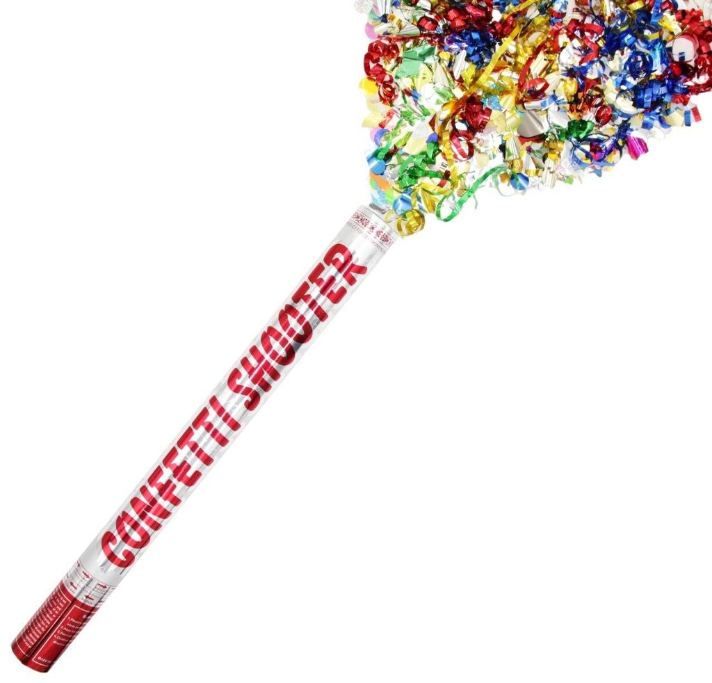 60cm Confetti Shooter Metallic Multicolour Streamers and Shapes Inside