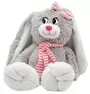 Grey Rabbit Plush Toy With Bow And Scarf Pink 1