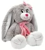 Grey Rabbit Plush Toy With Bow And Scarf Pink 2