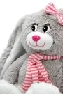 Grey Rabbit Plush Toy With Bow And Scarf Pink 3
