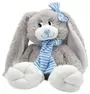 Grey Rabbit Plush Toy With Bow And Scarf Blue 1