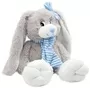 Grey Rabbit Plush Toy With Bow And Scarf Blue 2