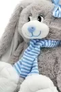 Grey Rabbit Plush Toy With Bow And Scarf Blue 3