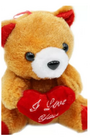 Plush Teddy Bear With Red Heart Brown 16cm 2