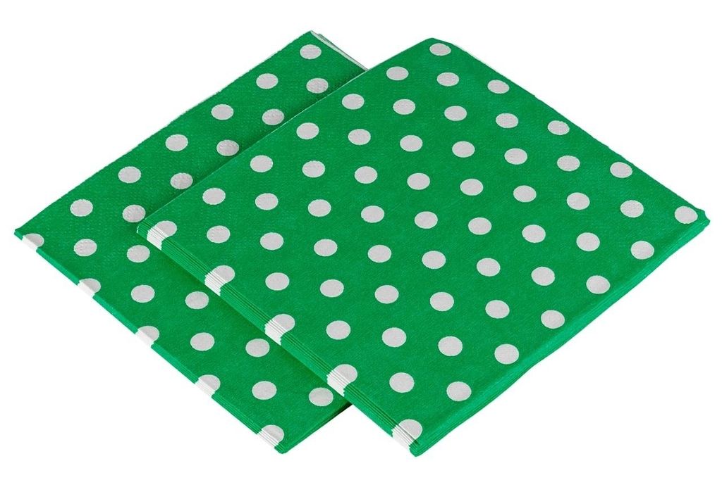 Emerald Green with White Polka Dots 2Ply Cocktail Paper Serviettes