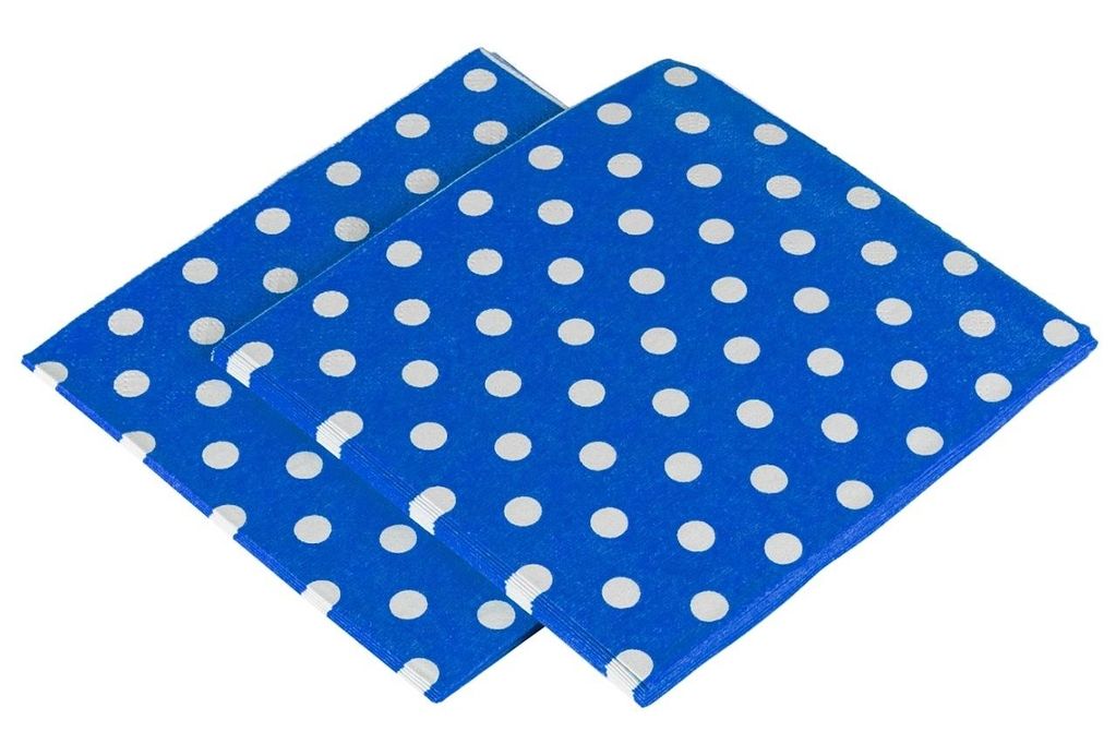 Royal Blue with White Polka Dots 2Ply Cocktail Paper Serviettes