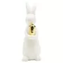 White Ceramic Bunny With Golden Carrot 19 Cm