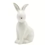 Sitting White Ceramic Bunny With Golden Trim
