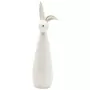 Thin Long White Ceramic Bunny With Golden Trim