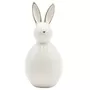 Short Round White Ceramic Bunny With Golden Trim