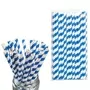 8mm Royal Blue And White Striped Paper Straws Pack Of 25