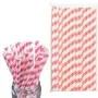 8mm Salmon And White Striped Paper Straws Pack Of 25