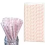 8mm Light Pink And White Striped Paper Straws Pack Of 25