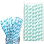 8mm Light Blue And White Striped Paper Straws Pack Of 25